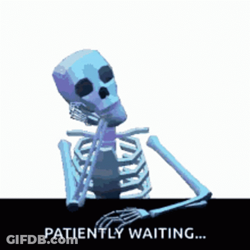 A Skeleton Is Patiently Waiting For Something GIF