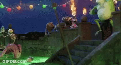 A Skeleton Is Riding A Dragon In A Cartoon Scene . GIF