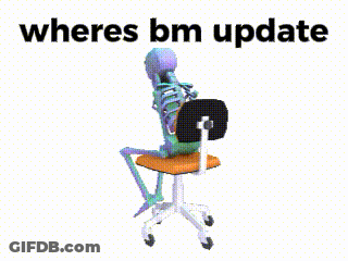 Skeleton Sitting In Office Chair With Wheres Bm Update GIF