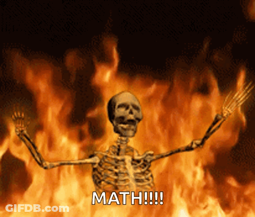A Skeleton Is Standing In Front Of A Fire With The Words Math Written On The Bottom GIF