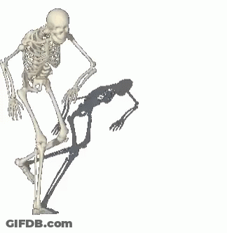 A Skeleton Is Standing Next To A Shadow Of Another Skeleton . GIF