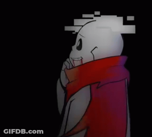 A Skeleton With A Red Scarf Around His Neck Is Standing In A Dark Room With A Black Background . GIF