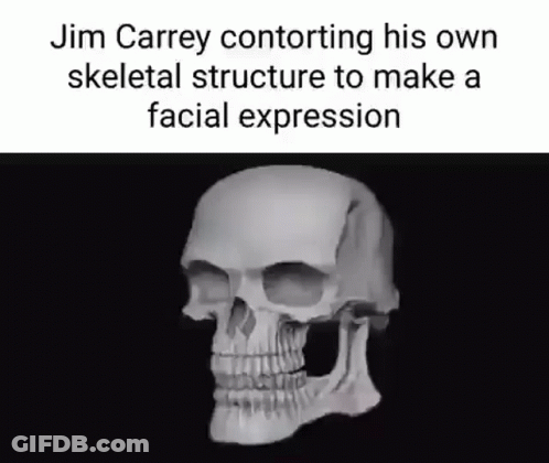 Skull With Jim Carrey Contorting Face GIF