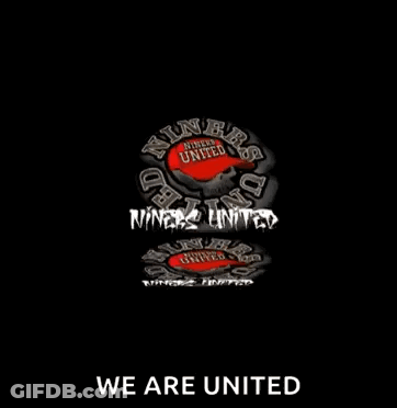 A Skull With A Red Hat That Says Niners United GIF