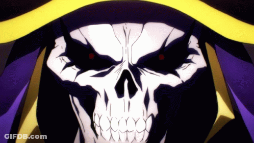 A Skull With Red Eyes And A Purple And Yellow Cape GIF