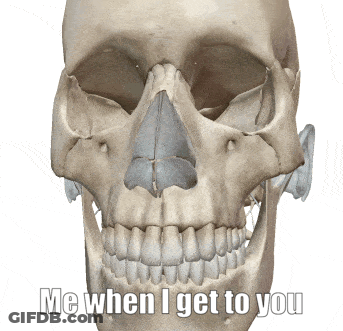 A Skull With The Words Me When I Get To You Written Below It GIF