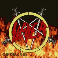 A Slayer Logo With Swords In A Circle GIF