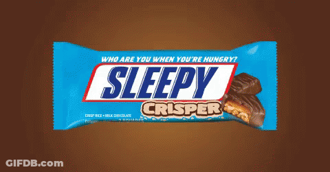 A Sleepy Crisper Candy Bar With A Brown Background GIF