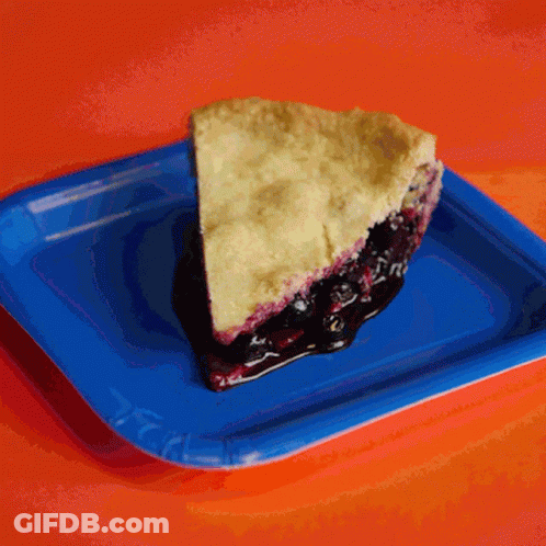 A Slice Of Blueberry Pie On A Blue Paper Plate GIF