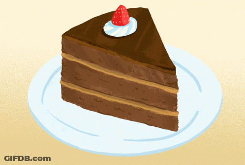A Slice Of Chocolate Cake With A Strawberry On Top On A Plate GIF