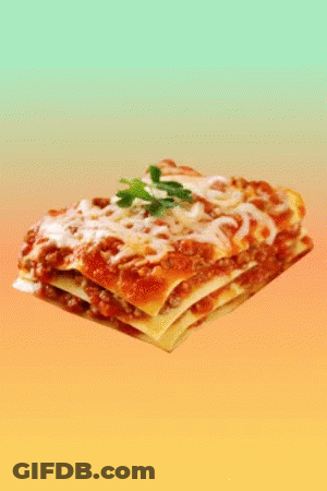 A Slice Of Lasagna With Tomato Sauce And Cheese On Top GIF