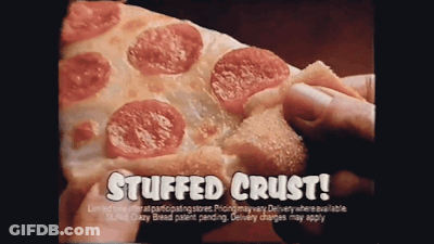 A Slice Of Pepperoni Pizza With Stuffed Crust GIF