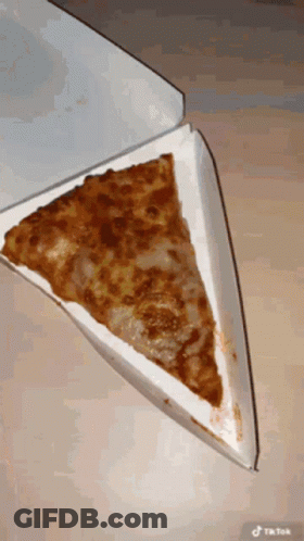 A Slice Of Pizza In A Cardboard Box With A Tiktok Watermark GIF