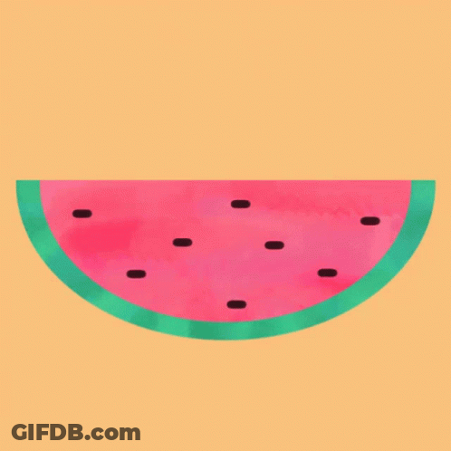 A Slice Of Watermelon With Black Seeds On A Beige Background GIF