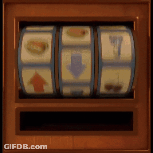 A Slot Machine With A Blue Arrow Pointing Down And A Red Arrow Pointing Up GIF