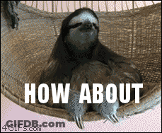 A Sloth Is Laying In A Hammock With The Words How About Written Below It GIF