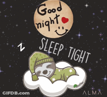 A Sloth Sleeping On A Cloud With The Words " Good Night Sleep Tight " GIF