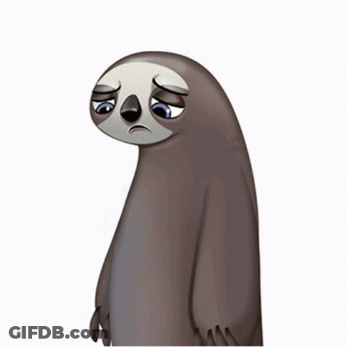 A Sloth With A Sad Look On Its Face GIF