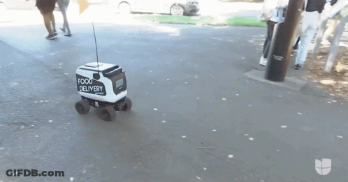 A Small Black And White Box That Says Food Delivery GIF