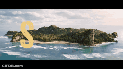 A Small Island In The Middle Of The Ocean With The Letter S Visible GIF