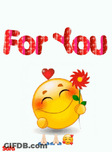 Smiley Face Holding Flower For You GIF