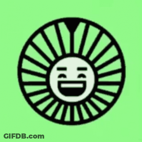 A Smiley Face In A Circle With A Green Background . GIF