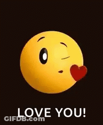 A Smiley Face Is Blowing A Kiss With A Heart In Its Mouth And The Words `` Love You '' . GIF