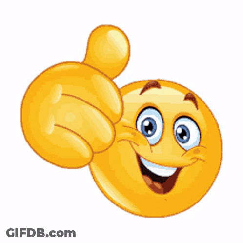 A Smiley Face Is Giving A Thumbs Up On A White Background GIF