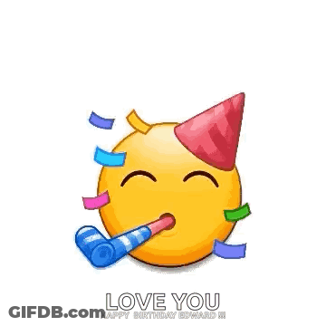 A Smiley Face Wearing A Party Hat Is Surrounded By Party Hats And Confetti . GIF