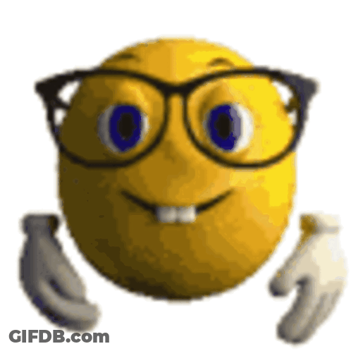 A Smiley Face Wearing Glasses And Gloves Is Hugging Someone . GIF