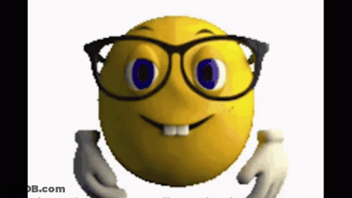 A Smiley Face Wearing Glasses And Gloves Is Smiling GIF