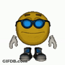 A Smiley Face Wearing Sunglasses Is Giving A Thumbs Up . GIF