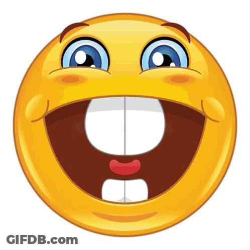 A Smiley Face With A Big Smile And A Missing Tooth GIF