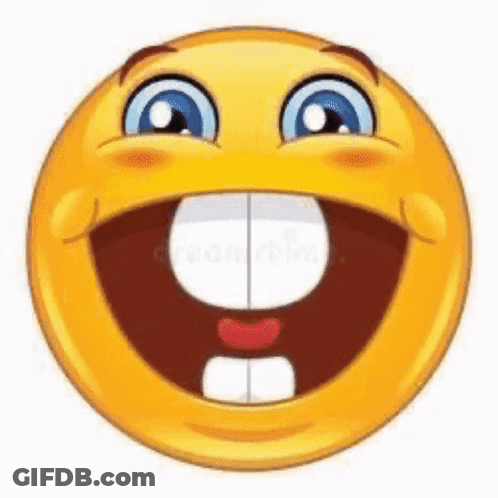 A Smiley Face With A Big Smile On It And A Big Mouth . GIF
