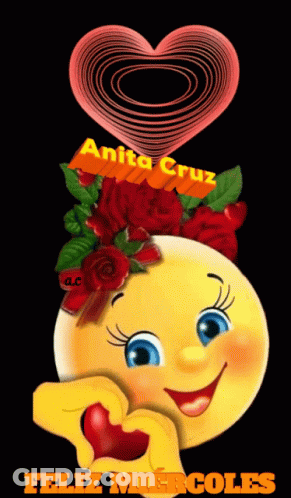A Smiley Face With A Heart And The Words Feliz Miercoles GIF