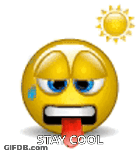 A Smiley Face With A Tongue Sticking Out And The Words `` Stay Cool '' . GIF