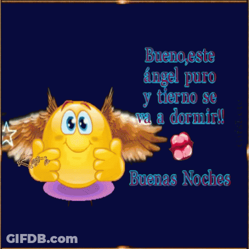 A Smiley Face With Angel Wings And The Words Bueno Este Angel Puro Y Eterno Se Va A Dormir GIF