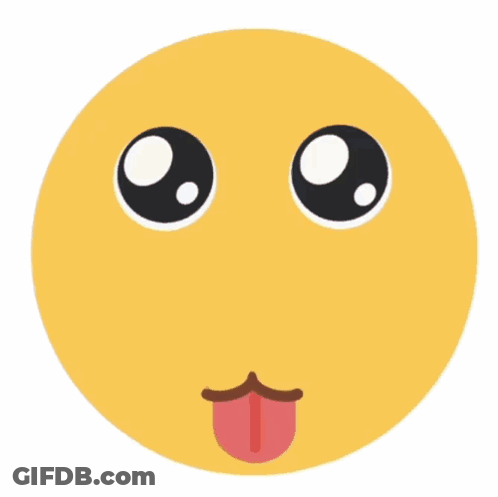 A Smiley Face With Big Eyes Sticking Out Its Tongue GIF