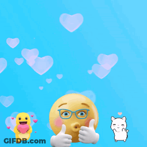 A Smiley Face With Glasses Giving A Thumbs Up Next To Buttons That Say Like Comment Share And Follow GIF