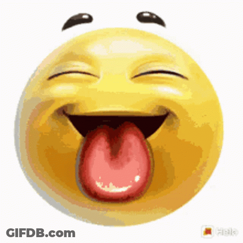 A Smiley Face With Its Tongue Sticking Out And Closed Eyes GIF