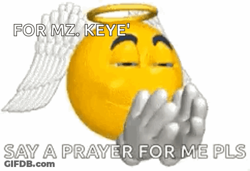 A Smiley Face With Wings And A Halo On It Says `` For Mz . Keye '' GIF