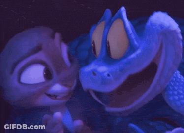 A Snake And A Squirrel Are Looking At Each Other In A Dark Room GIF
