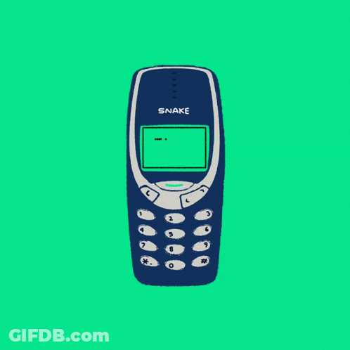 A Snake Game Is Being Played On A Blue Cell Phone GIF