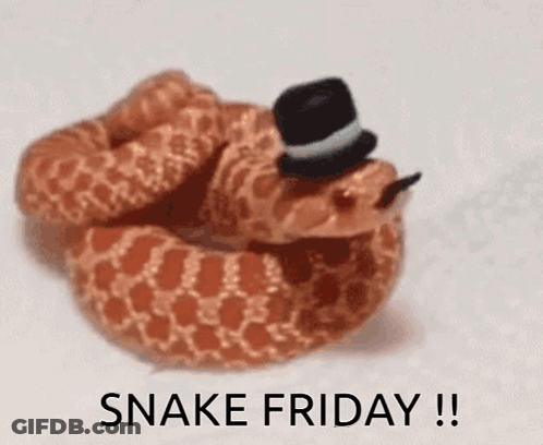 A Snake Wearing A Top Hat With The Words " Snake Friday " Below It GIF