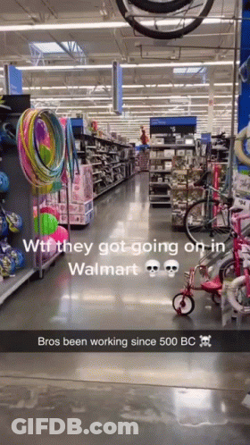 A Snapchat Of A Person In A Walmart Store GIF