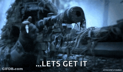 A Sniper Is Holding A Rifle With The Words Lets Get It Below Him GIF