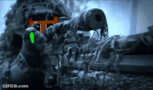 A Sniper With A Green Light On His Face GIF