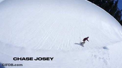 A Snowboarder Is Doing A Trick In The Snow And The Name Chase Josey Is On The Bottom GIF
