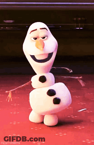 A Snowman From The Movie Frozen Dancing On A Red Carpet GIF
