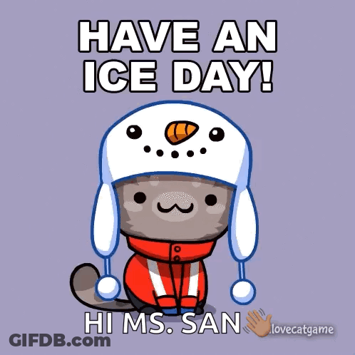 A Snowman Is Hugging Another Snowman And Says Have An Ice Day GIF